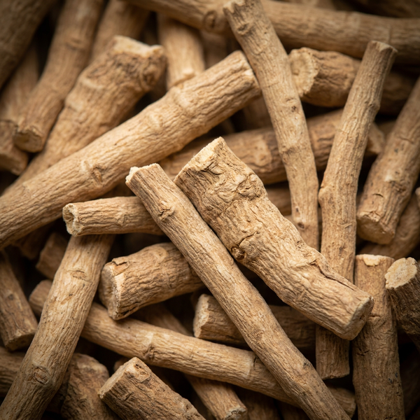 Dried ashwagandha root pieces