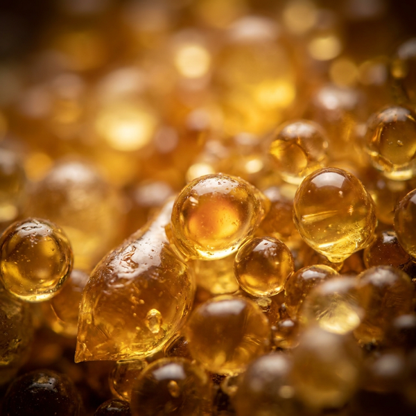 Golden vitamin D3 oil droplets